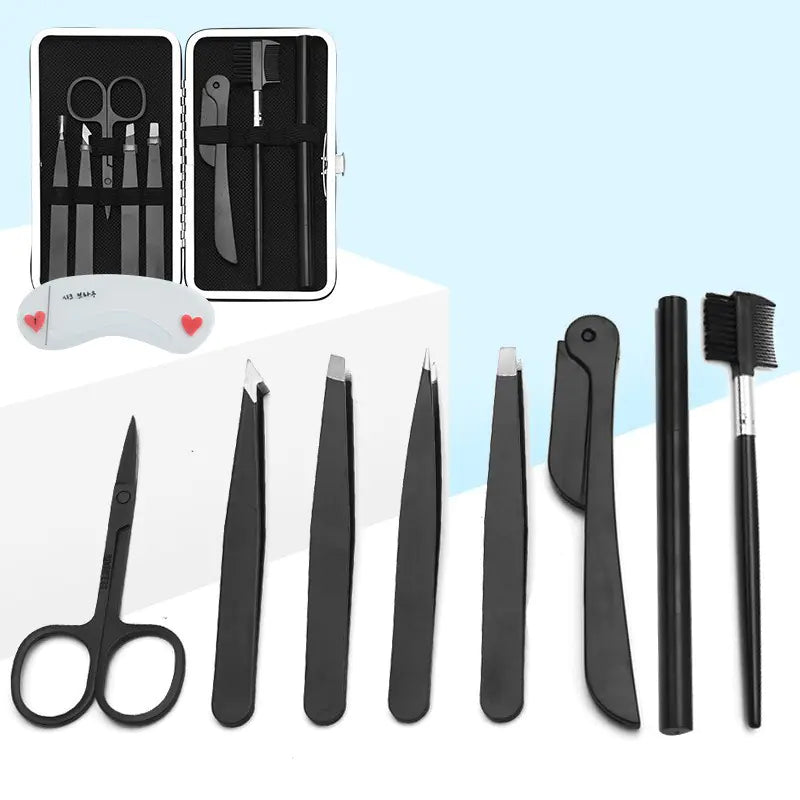 9-Piece Professional Eyebrow and Makeup Tool Set